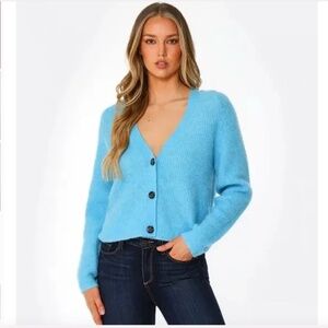 Ganni Women's Soft Alpaca Wool Blend Knit V Neck Cardigan Sz M